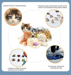 Unique Shape Animal Wooden Jigsaw Puzzle Cat Playing with A Ball of String Puzzle 3D Wood DIY Crafts Shaped Christmas Gifts