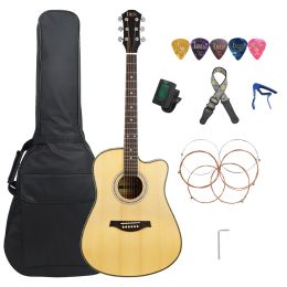 Cables IRIN 41 Inch Acoustic Guitar 6 Strings Maple Body Folk Guitar Guitarra With Guitar Bag Capo Picks Necessary Parts & Accessories