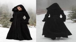 Black Christmas Cloaks For Wedding Formal Accessories Long Sleeve Bridal Jacket Faux Fur Velvet Elegant Capes Wedding Coat4968438