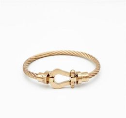 2023 Fashion String Bracelet Women's Bracelet S925 Yellow Gold Sterling Silver Brand Fashion Women's Men Bracelet with Horseshoe Clasp8087989