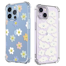 Smiling Flowers White Clouds Phone Case For Samsung Galaxy M30 M30S M31 M31S M33 M51 M52 M53 M54 Soft Clear TPU Back Cover