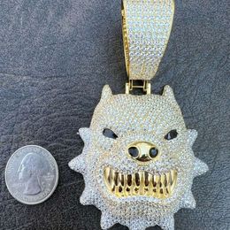 Wholesale Hip Hop Animal Pendant Sier Gold Plated Angry Dog Jewellery Necklace Pendants For Men