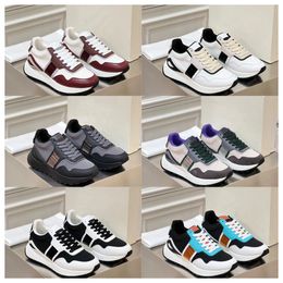 New Multi material patchwork of cowhide with contrasting Colours men women thick soled lace up black sports fashionable and versatile casual shoes