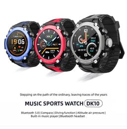 Newest DK10 Bluetooth Music Smart Watch Altitude Diving IP68 Waterproof Heart Rate Fitness Sports Band Weather for Android IOS Dro5628191