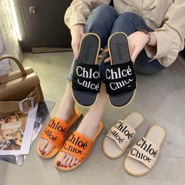 Slippers Designer Women's Flat Summer Sandals Classic Cloth Cover Letter Outdoor Casual Ladies Plus Size 43