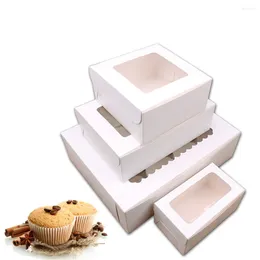 Gift Wrap Windowed Cupcake Boxes White Clear For 4 & 6 &12 Cup Cakes With Removable Trays Muffin Box Cake Packaging