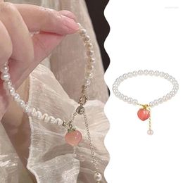 Charm Bracelets Trendy Peach Design Natural Freshwater Pearl Ladies Bracelet Ins Style Sweet Fresh Fashion Hand Jewelry Accessories