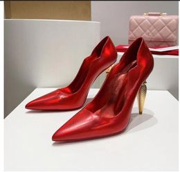 Water Diamond Cone Heel Pumps shoes Satin curve Pointed Toe high heel for women Luxury Designers Evening Dress shoes Patent leather office formal shoes