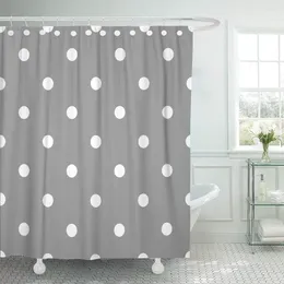 Shower Curtains Abstract Polka Dot Pattern Retro White Rounds On Gray Curtain Waterproof Polyester Fabric 60 X 72 Inches With Hooks