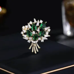 Brooches Spring Style Cardigan Anti-slip Pin Zircon Inlay Flower Bouquets Cute Small Clothing Pins For Women Fashion Jewelry