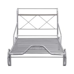 Car-Shaped Twin Size Metal Car Bed with Four Wheels, Guardrails and X-Shaped Frame Shelf,Suitable For Children Bedroom,Silver