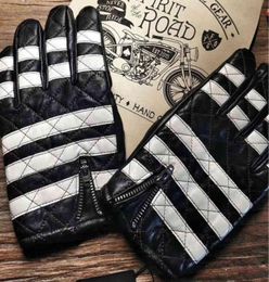 Genuine Leather Prisoner Motorcycle Gloves Men039s Cycling Winter Ridding Mitten S21441653768