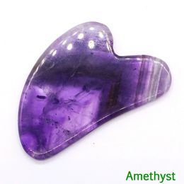 Natural Stone Gouache Scraper Crystal Reiki Healing Amethyst Rose Quartz Gua Sha Tool Massager for Face Lifting Wrinkle Remover