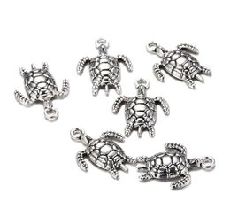 100pcslot 2317mm antique silver Alloy Turtle charms Pendant for Jewellery Making Metal Animal Pendant for DIY Findings9743789