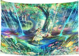 Tapestries Anime Tapestrys Fantasy World Forest Tapestry Japanese Manga Wallpaper Ocean Wall Hanging Trippy Cartoon