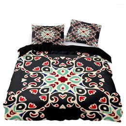 Bedding Sets Elegant Black Duvet Cover Chinoiserie Style Set With Pillowcase Vintage Red Blue Pattern For Double Twin Size