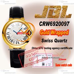 CRW6920097 Swiss Quartz Womens Watch JBLF 33 Wrapped 18K Yellow Gold Case Silver Roman Dial Black Croc Strap Super Edition Ladies Watches Lady Puretime PTCAR