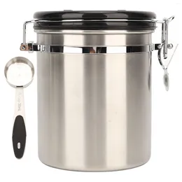 Storage Bags Coffee Bean Canister Airtight Stainless Steel Container Vent Valve Multipurpose Date With Spoon For Storing Nuts