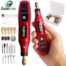 37V Mini Wireless Drill Engraving Polishing Pen USB Cordless Rotary Tool Kit Woodworking DIY Dremel Tools 16000r 240407