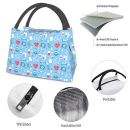 Custom Nursing Pattern Lunch Bag Women Thermal Cooler Insulated Lunch Boxes for Work Pinic or Travel