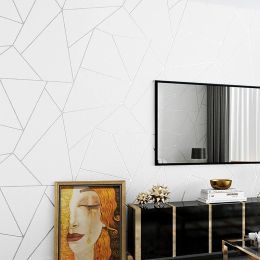 Grey White Blue Geometric Wallpaper For Living Room Bedroom Modern Design 3D Embossing Stripes Triangles Pattern Wall Paper Roll