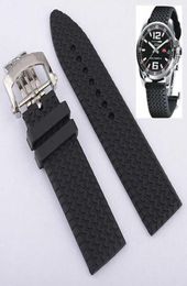 23mm Rubber Watchband for Chopard Watch Strap with Stainless Steel Butterfly Buckle Waterproof Bracelet H09151716678