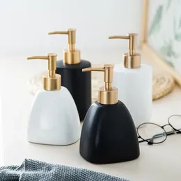 Liquid Soap Dispenser Ceramic Luxury Home Bathroom Pump Shampoo Dish Dispener Organise