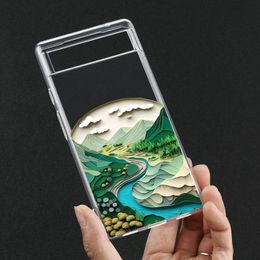 Luxury 3D Pattern Landscape Art Phone Case for Google Pixel 8 8 Pro 7a 7Pro 7 6a 6 6Pro 5G Transparent Shell Fundas