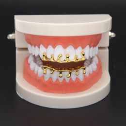 Hip Hop Gold Teeth Grillz Drip 8 Teeth Grills Dental Cosplay Bottom Lower Tooth Caps Rapper Mouth Jewelry Party Gift5868915