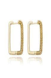 Hip Hop Earrings For Women Fashion 18K Gold Rhodium Plated Geometric Rec Earrings Brief Luxury Bling Zircon Earrings Jewelry285U3145713