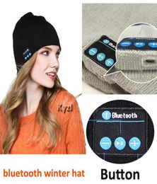 HD Bluetooth Winter Hat Stereo Bluetooth 42 Wireless Smart Beanie Headset Musical Knit Headphone Speaker Hat Speakerphone Cap 1809801165