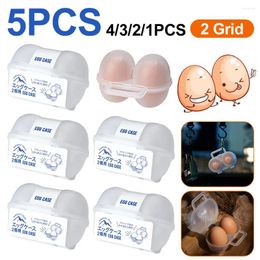 Storage Bottles 1-5pcs 2 Grid Egg Holder With Lid Plastic Container Stackable Crisper Protection Box Free Keeper For Camping Picnic