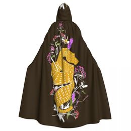 Golden Boa Adult Cloak Cape Hooded Mediaeval Costume Witch Wicca Carnival Party