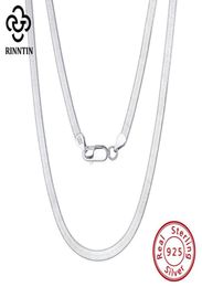 Chains Rinntin 925 Sterling Silver Unique Solid 3mm Flexible Flat Herringbone Neck Chain For Women Men Punk Blade Necklace Jewelry9221777