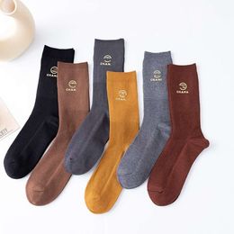 Socks & Hosiery Korean Version High Length Tube Double Needle Ins Fashionable Silicone Hot Label Letter Female Cashmere Pile