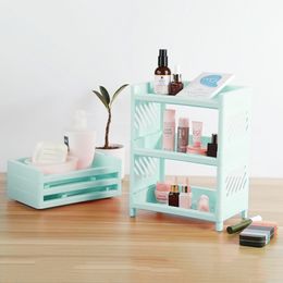 3 Tier Hollow Out Plastic Shelf Foldable Desktop Storage Rack Countertop Cosmetic Holder Storage Tray