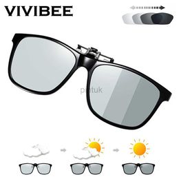 Sunglasses VIVIBEE 2024 Polarized Pilot Flip Up Clip on Sunglasses Men Photochromic Polarised Women Sun Glasses Color Change Night Driving 240412