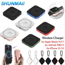 Chargers 3 In 1 Magnetic Charger Adapter Portable Travel Wireless Charger with Carabiner Watch Charger for Apple Watch 9 8 7/iPhone 15 14