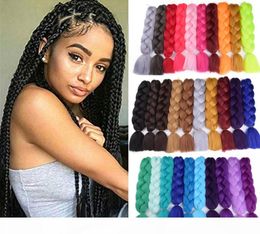 24 Inch Jumbo Braiding Hair 5pcs Kanekalon Hair Nature Pure Color High Temperature Synthetic Braiding Hair2471501