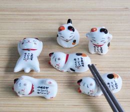 Cute Ceramic Cat Shape Chopstick Stand Rest Spoon Holder Tableware Storage Rack for Kitchen Supplies9770226