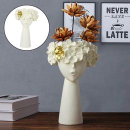 Women Head Shape Dry Flower Vase Succulent Planter Pot Desktop Home Decor