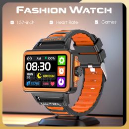 Watches New Fashion Personality Smart Watch 1.57inch HD Large Screen 24h Continuous Heart Rate Sleep Monitor Game Waterproof Smartwatch