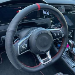 Customized Car Steering Wheel Cover Anti-Slip Leather Braid For Volkswagen Golf 7 GTI Golf R MK7 VW Polo GTI Scirocco 2015 2016
