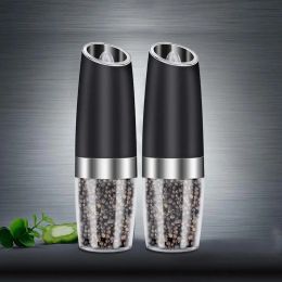 Blender Black Electric Pepper Grinder Set Automatic Gravity Operation Seasoning Masher Shaker Kitchen Salt Spice Grinding Tools with Led