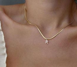 necklace Wearring inlaid diamond R letter bone chain fashion cool wind advanced feeling plated 18K Gold206y6949476