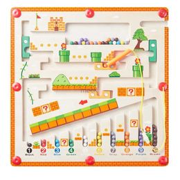 Decompression Toy Children Montessori Wooden Toys Magnetic Color and Number Maze Montessori Learning Education Toys Color Matching Toys for Kids 240413