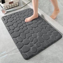 Bath Mats Foot Mat Coral Fleece Memory Cotton Household Embossed Embroidered Thickened Absorbent Color Solid Stone Bathroom Non-s I1Q7