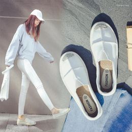 Casual Shoes Fisherman Female Autumn Canvas One Pedal Lazy Korean Students Street Shooting Small White