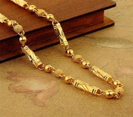 Simple Male 18K Gold Necklace Hexagonal Buddha Bamboo Chain Fine Jewellery Clavicle Necklaces for Men Boyfriend Birthday Gifts 220212335582