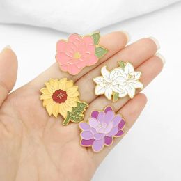 Pin Club | Flower Brooche Pink White Cherry Sunflower Daisy Peony Rose Lapel Badge Clothing Jewelry Gift for Women Plant Lover